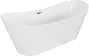 Mexen Montana wanna wolnostojąca 180 x 80 cm, biała, przelew złoty - 52011808000-50 - Wanny - miniaturka - grafika 1
