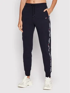 Tommy Hilfiger Spodnie dresowe S10S101215 Granatowy Regular Fit - Spodnie sportowe damskie - miniaturka - grafika 1