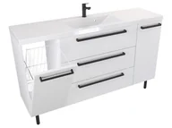 Szafki łazienkowe - Szafka Stojąca Z Umywalką ATH 140 cm KD - Biały Mat - Uchwyty Czarne Matowe - miniaturka - grafika 1