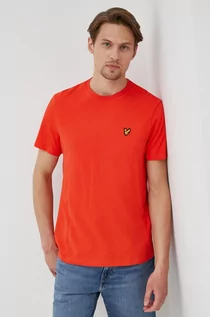 Koszulki męskie - Lyle & Scott t-shirt bawełniany kolor czerwony gładki - grafika 1