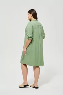 Koszulowa sukienka damska w oliwkowym kolorze - Sukienki - miniaturka - grafika 3