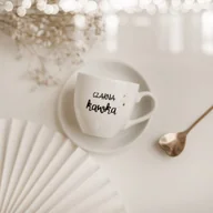 Filiżanki - Filiżanka 100 ml espresso ze spodkiem - Czarna kawka - miniaturka - grafika 1