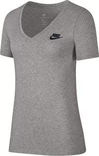 Koszulki i topy damskie - Nike Sportswear Damskie vneck LBR z krótkim rękawem T-Shirt, szary, 33 918619-063 - grafika 1