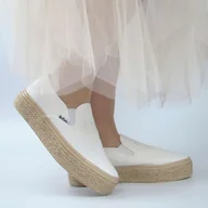 Trampki damskie - Lee Cooper 2430 damskie trampki espadryle białe wsuwane - miniaturka - grafika 1