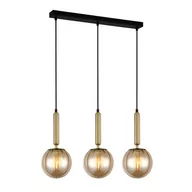 Lampy sufitowe - Italux LAMPA wisząca RAVENA loftowa OPRAWA szklane kule ZWIS na listwie mosiądz bursztynowe PND-2324-3L BRO+AMB - miniaturka - grafika 1