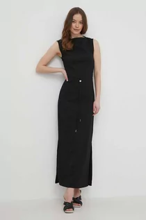 Sukienki - Calvin Klein sukienka kolor czarny maxi prosta - grafika 1