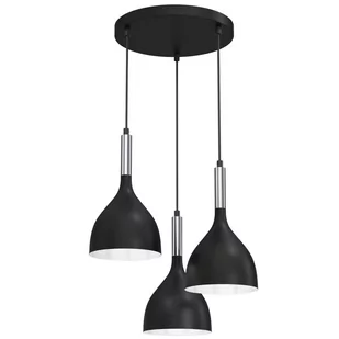 Luminex Plate 3895 lampa wisząca zwis 3x60W E27 czarna/chromowana - Lampy sufitowe - miniaturka - grafika 1
