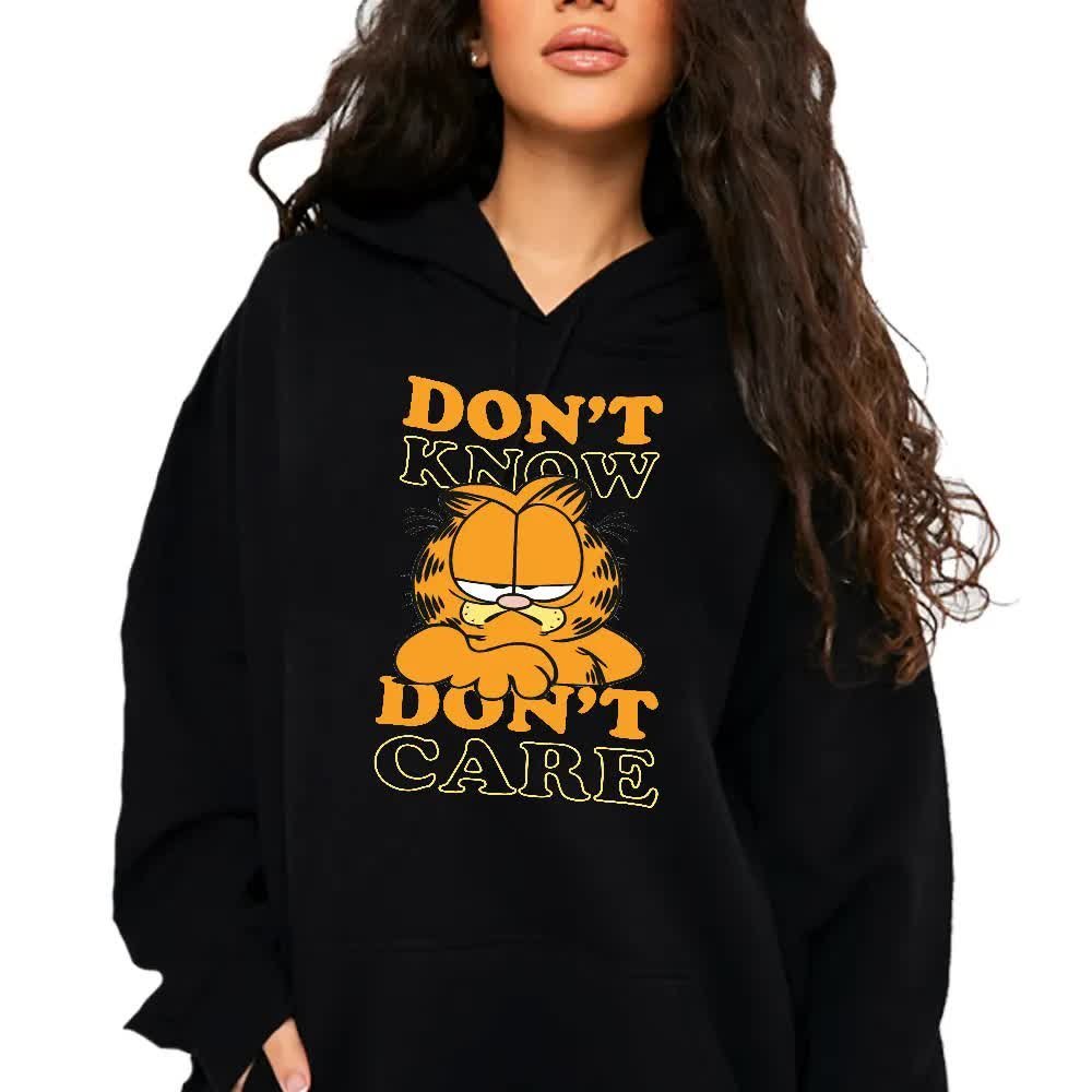 BLUZA CZARNA KAPTUR Damska Na Prezent GARFIELD Don't Know Don't Care Wz L