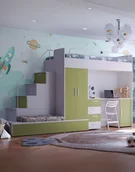 Krzesełka i taborety dla dzieci - Meblościanka Raj 4 - pokój dziecięcy, młodzieżowy z materacem i stelażem zielony oliwka - miniaturka - grafika 1