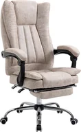 Fotele i krzesła biurowe - Vinsetto krzesło biurowe obrotowe z funkcją odchylania podnóżka fotel biurowy regulacja wysokości siedziska krzesło do biurka mikrofibra plastik metal nylon beżowy+czarny+srebrny 63 x 71 x 110-118 cm - miniaturka - grafika 1