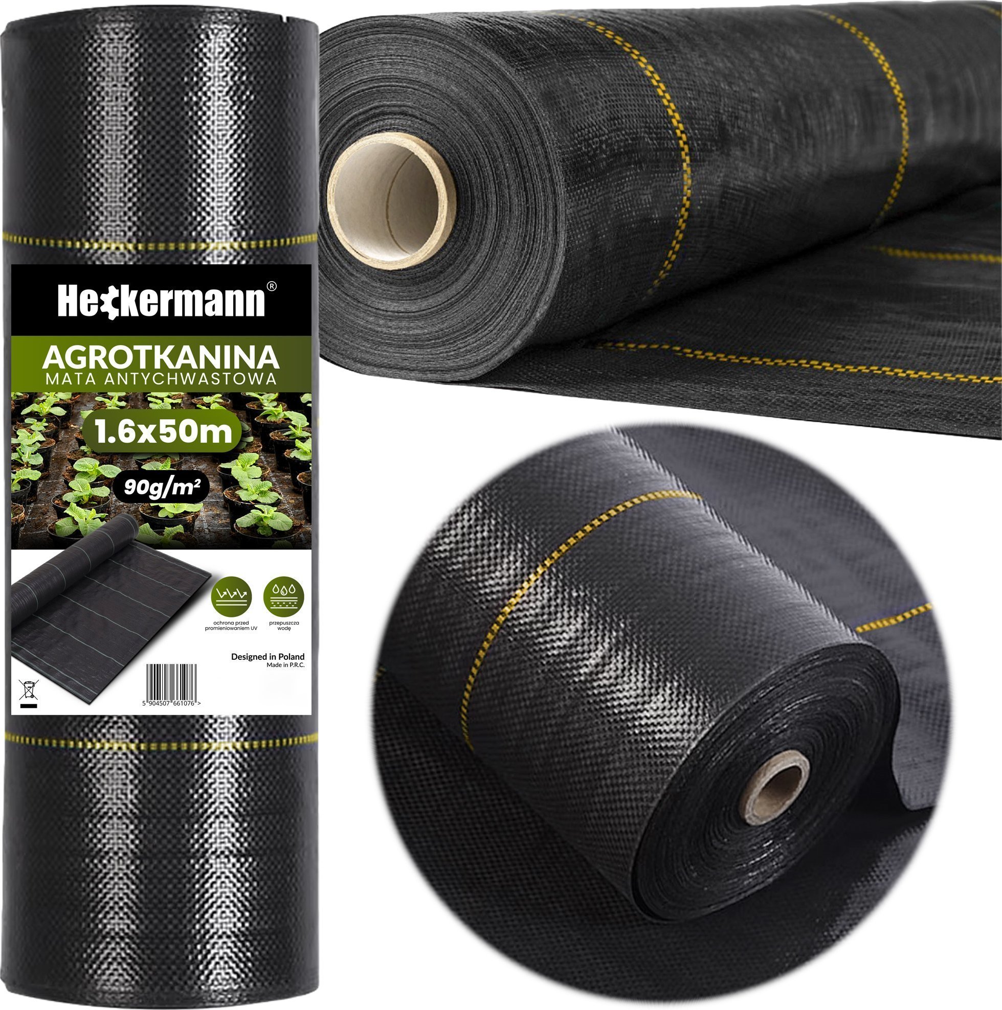 Heckermann 1,1x50m 90g/m2 Czarno-żółta
