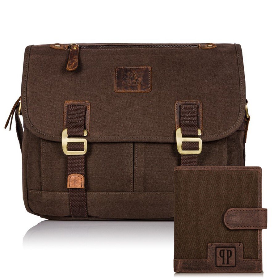Zestaw Męski Torba Męska T-17 Vintage I Portfel Skórzany T-04 Paolo Peruzzi Zup-19-Br