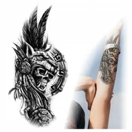 Zabawki kreatywne - TATUAŻ ZMYWALNY TYMCZASOWY WODNY - WOJOWNIK INDIANIN CZASZKA - miniaturka - grafika 1