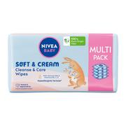 Chusteczki nawilżane - NIVEA BABY Chusteczki nawilżane Biodegradowalne Soft & Cream 4x 57 sztuk - miniaturka - grafika 1