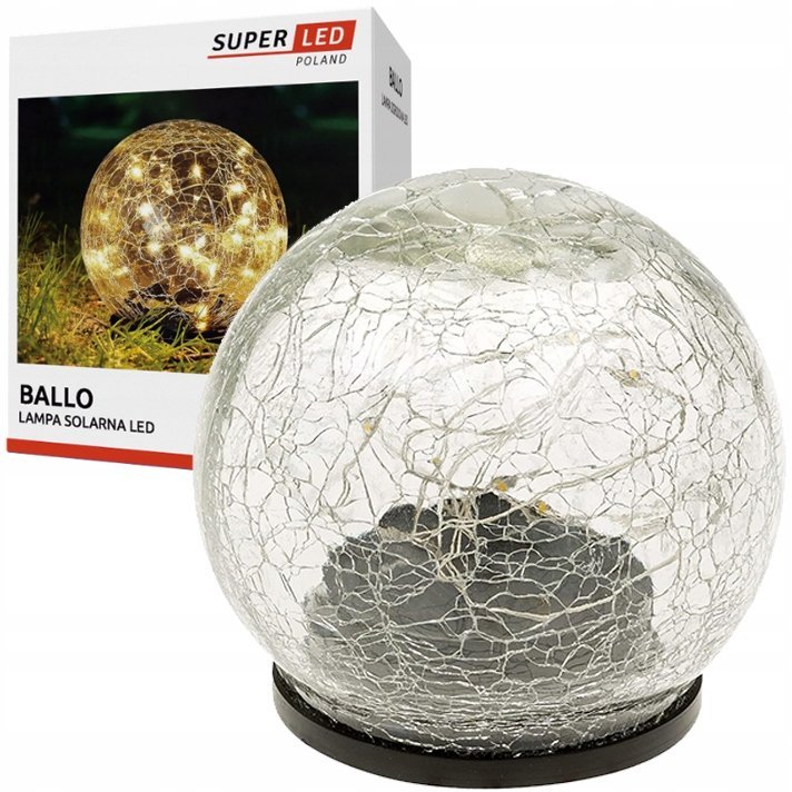 Lampa ogrodowa Kula solarna LED Szklana 20 cm Grube szkło wbijana naziemna