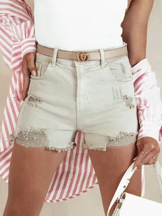 Spodenki damskie POPGLAM beżowe Dstreet SY0399-XS - Spodenki damskie - miniaturka - grafika 1
