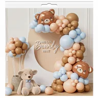 Baby shower i roczek - BALONY BRĄZOWE NIEBIESKIE GIRLANDA BALONOWA MIŚ ROCZEK CHRZEST URODZINY - miniaturka - grafika 1
