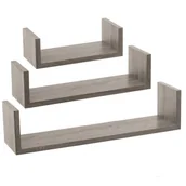 Półki do salonu - Atmosphera Zestaw półek dekoracyjnych 3 sztuki szare B07JB6LWND - miniaturka - grafika 1