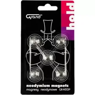 Magnesy neodymowe z uchwytem 12mm 5szt GRAND - Akcesoria do tablic - miniaturka - grafika 1