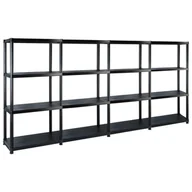 Szafy i regały magazynowe - vidaXL Regał 4-poziomowy, czarny, 244x30,5x130 cm, plastikowy 3059859 - miniaturka - grafika 1