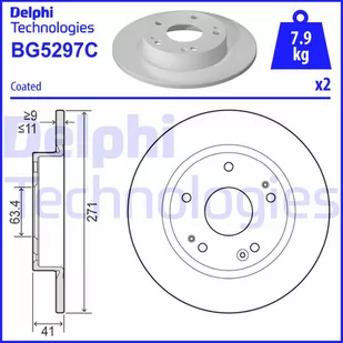Tarcza hamulcowa DELPHI BG5297C - Tarcze hamulcowe - miniaturka - grafika 1