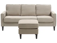 Sofy i kanapy - Beliani Sofa z otomaną beżowa AVESTA - miniaturka - grafika 1