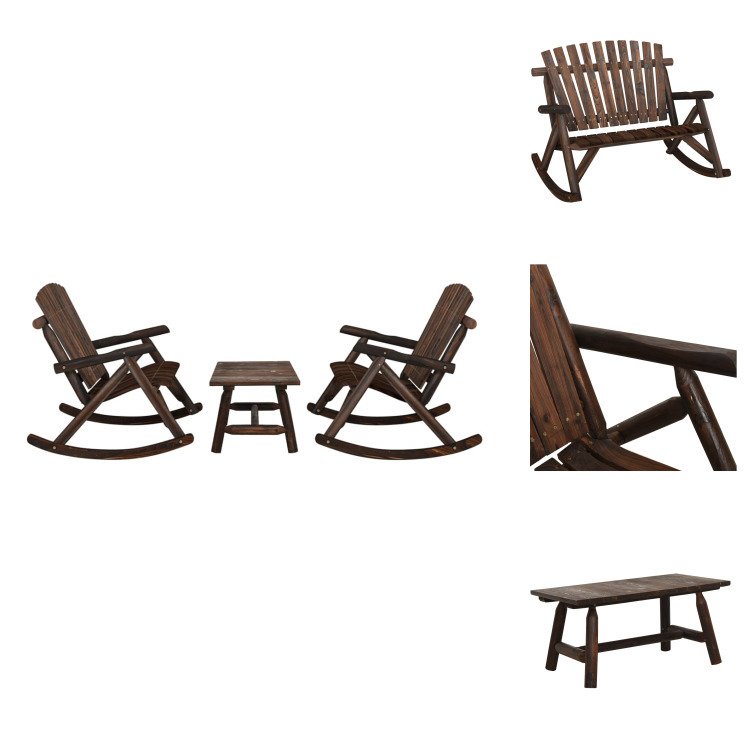 vidaXL 3-częściowy zestaw wypoczynkowy do ogrodu z litego drewna świerkowego - Zestawy mebli ogrodowych