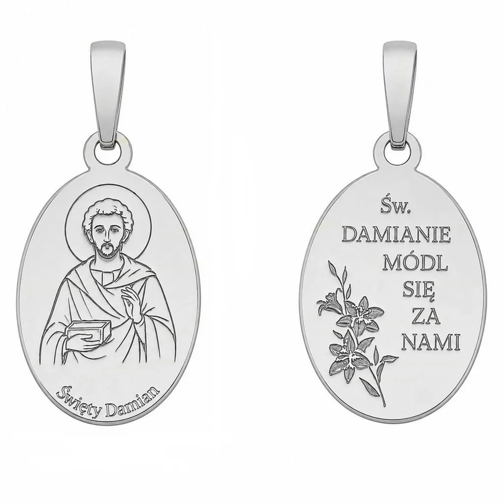 Medalik srebrny Ag 925 rodowany Św. Damian MDC135R