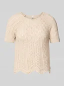 Koszulki i topy damskie - T-shirt szydełkowy o kroju regular fit z mieszanki bawełny model ‘NOLA’ - miniaturka - grafika 1