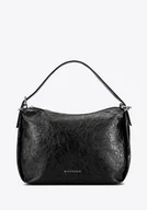 Torebki damskie - Damska torebka na ramię z imitacji skóry z regulowaną rączką czarna - miniaturka - grafika 1