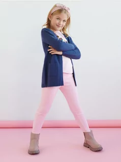 Spodnie i spodenki dla dziewczynek - Sinsay - Legginsy prążkowane - różowy - grafika 1