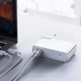Baseus GaN power bank 10000 mAh ładowarka sieciowa PPS 45 W USB / USB Typ C Quick Charge 3.0 Power Delivery (azotek galu) + kabel USB Typ C 1 m biały (PPNLD-C02) - Ładowarki do telefonów - miniaturka - grafika 10
