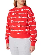 Bluzy damskie - Champion Seasonal AC Logo Allover Crewneck Bluza damska, Czerwona, XL - miniaturka - grafika 1