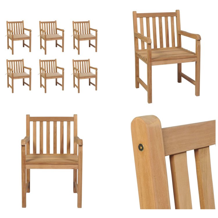 vidaXL Krzesła ogrodowe 6 szt. z beżowymi poduszkami z litego drewna tekowego - krzesło ogrodowe - krzesła ogrodowe - fotel ogrodowy - krzesło drewniane