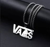 Łańcuszki - Naszyjn łańcuszek chain Vans srebrny prezent streetwear y2k - miniaturka - grafika 1