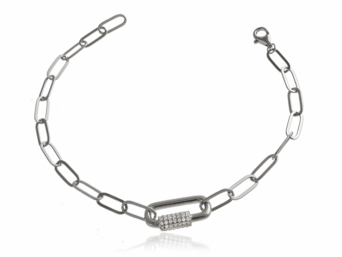 Bransoleta srebrna Ogniwa łańcucha Spinacze b1183
