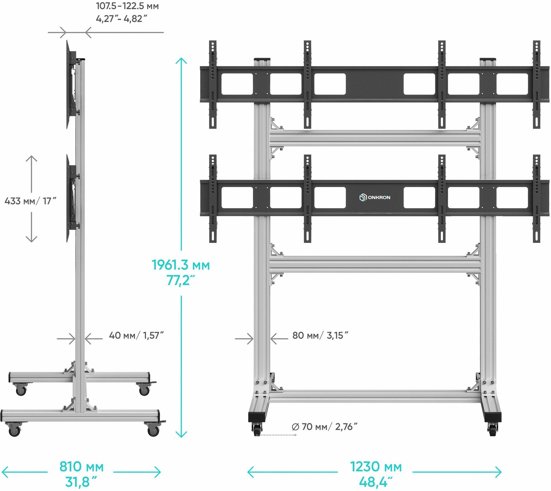 TV/VIDEO ACC FLOOR MOBILE ST./FSPRO2L22-S ONKRON
