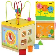 Sortery dla dzieci - Urwiskowo, drewniana kostka edukacyjna sorter labirynt zegar - miniaturka - grafika 1