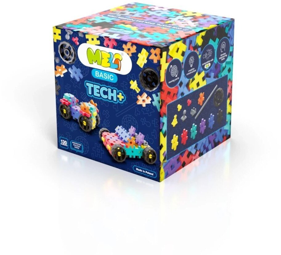 Meli MELI Basic Tech+ 130 el.- klocki konstrukcyjne z kółkami i osiami EDUKAMP