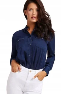 GUESS KOSZULA DAMSKA GRANATOWA NA ZATRZASKI CASUAL M GXB - Koszule damskie - miniaturka - grafika 1