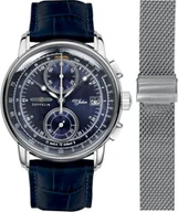 Zegarki męskie - Zestaw męski ZEPPELIN 8670M-3_SET granatowy klasyczny dodatkowy pasek - miniaturka - grafika 1