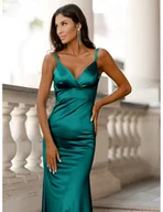 Sukienki - Satynowa sukienka maxi na ramiączkach VIVANI - turkusowa - miniaturka - grafika 1