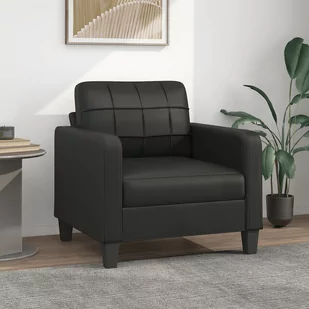 vidaXL Fotel, czarny, 60 cm, obity sztuczną skórą - Sofy i kanapy - miniaturka - grafika 1