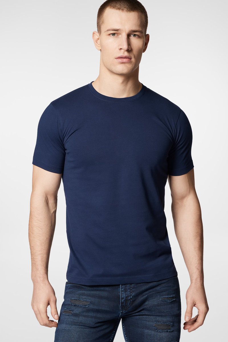 T-shirt Granatowy Bawełniany PM6
