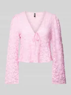Bluzki damskie - Koronkowa góra o kroju regular fit z długim, rozkloszowanym rękawem model ‘FIORA’ - miniaturka - grafika 1