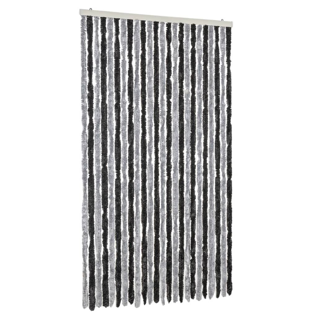 vidaXL Szenilowa zasłona muchowa szara i czarna 100x200 cm