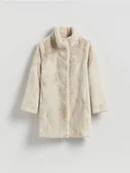 Płaszcze damskie - Reserved - Płaszcz z imitacji futra - złamana biel - miniaturka - grafika 1