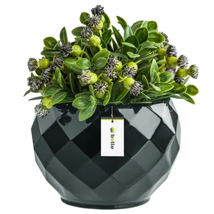 Doniczka osłonka ceramiczna kolor Grafitowy 15,5 cm H14,5 cm połysk - Donice - miniaturka - grafika 1