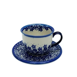 Ceramiczna filiżanka ze spodkiem Ceramika Bolesławiec - Filiżanki - miniaturka - grafika 1