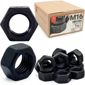 Śruby i nakrętki - Nakrętka sześciokątna M16 6-kątna metryczna DIN 934 czarna kl. 10.9 1kg - miniaturka - grafika 1